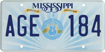 MS license plate AGE184
