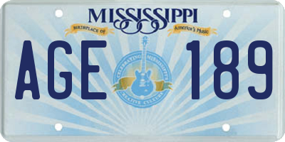 MS license plate AGE189