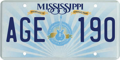 MS license plate AGE190