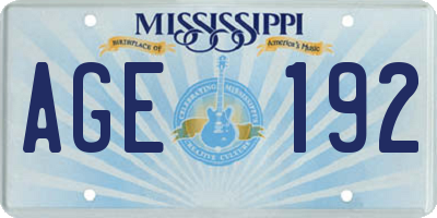MS license plate AGE192