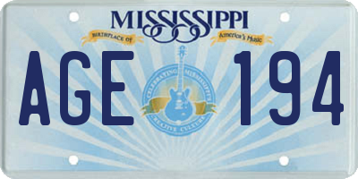 MS license plate AGE194