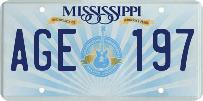 MS license plate AGE197