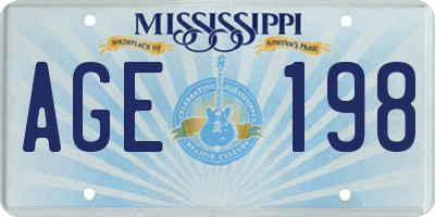 MS license plate AGE198