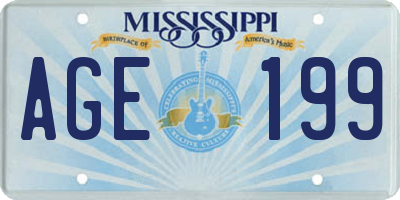 MS license plate AGE199