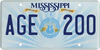MS license plate AGE200