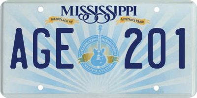 MS license plate AGE201