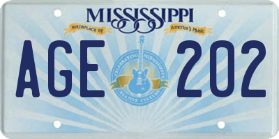 MS license plate AGE202