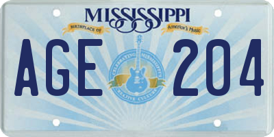 MS license plate AGE204