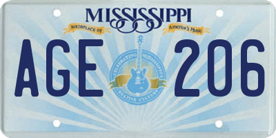 MS license plate AGE206