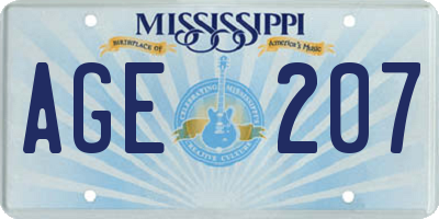MS license plate AGE207
