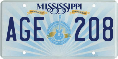MS license plate AGE208