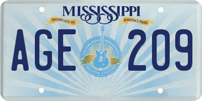 MS license plate AGE209