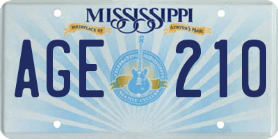 MS license plate AGE210
