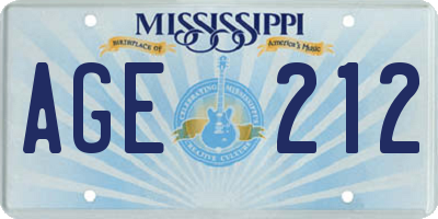 MS license plate AGE212