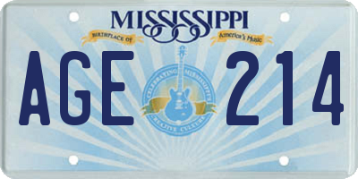 MS license plate AGE214