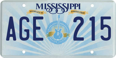 MS license plate AGE215