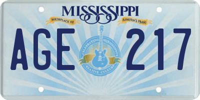 MS license plate AGE217