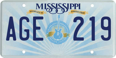 MS license plate AGE219