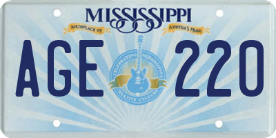 MS license plate AGE220