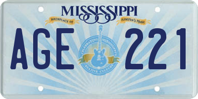 MS license plate AGE221