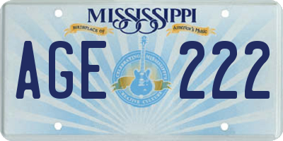 MS license plate AGE222