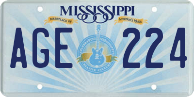 MS license plate AGE224