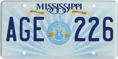 MS license plate AGE226