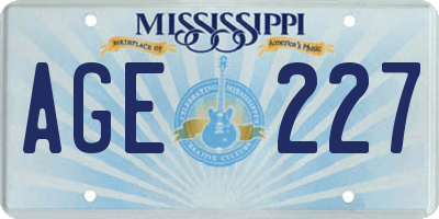 MS license plate AGE227