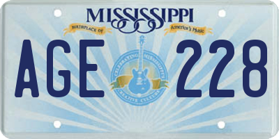 MS license plate AGE228