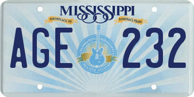 MS license plate AGE232