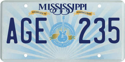 MS license plate AGE235