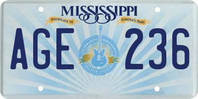 MS license plate AGE236