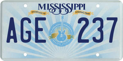 MS license plate AGE237
