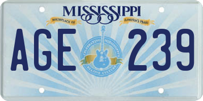 MS license plate AGE239