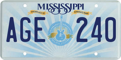 MS license plate AGE240