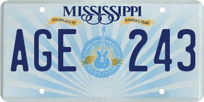 MS license plate AGE243