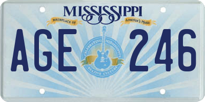 MS license plate AGE246