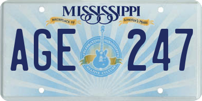 MS license plate AGE247