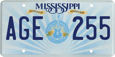MS license plate AGE255