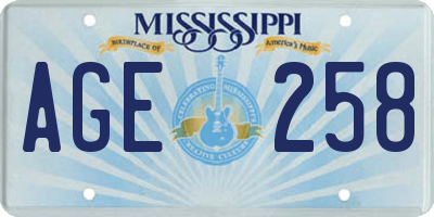 MS license plate AGE258