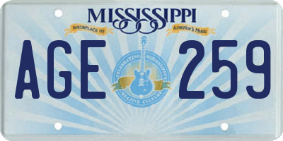 MS license plate AGE259