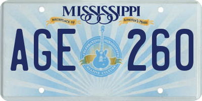 MS license plate AGE260