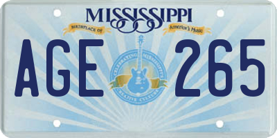 MS license plate AGE265