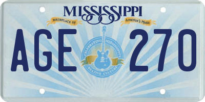 MS license plate AGE270