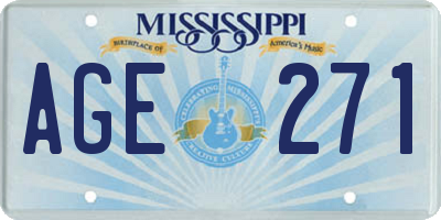 MS license plate AGE271