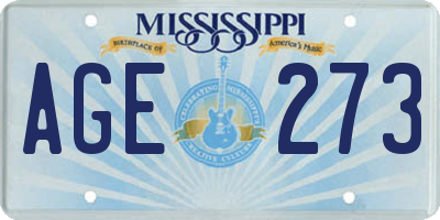 MS license plate AGE273