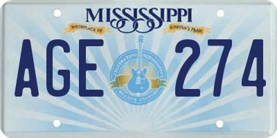 MS license plate AGE274