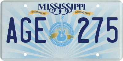 MS license plate AGE275