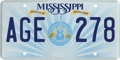 MS license plate AGE278