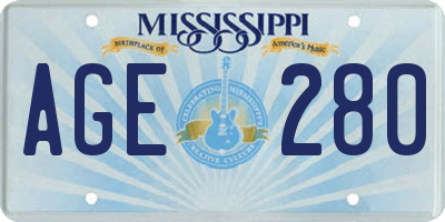 MS license plate AGE280